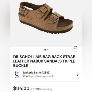 NWOT Dr Scholl’s AIR BAG BACK STRAP leather nabuk sandals triple buckle